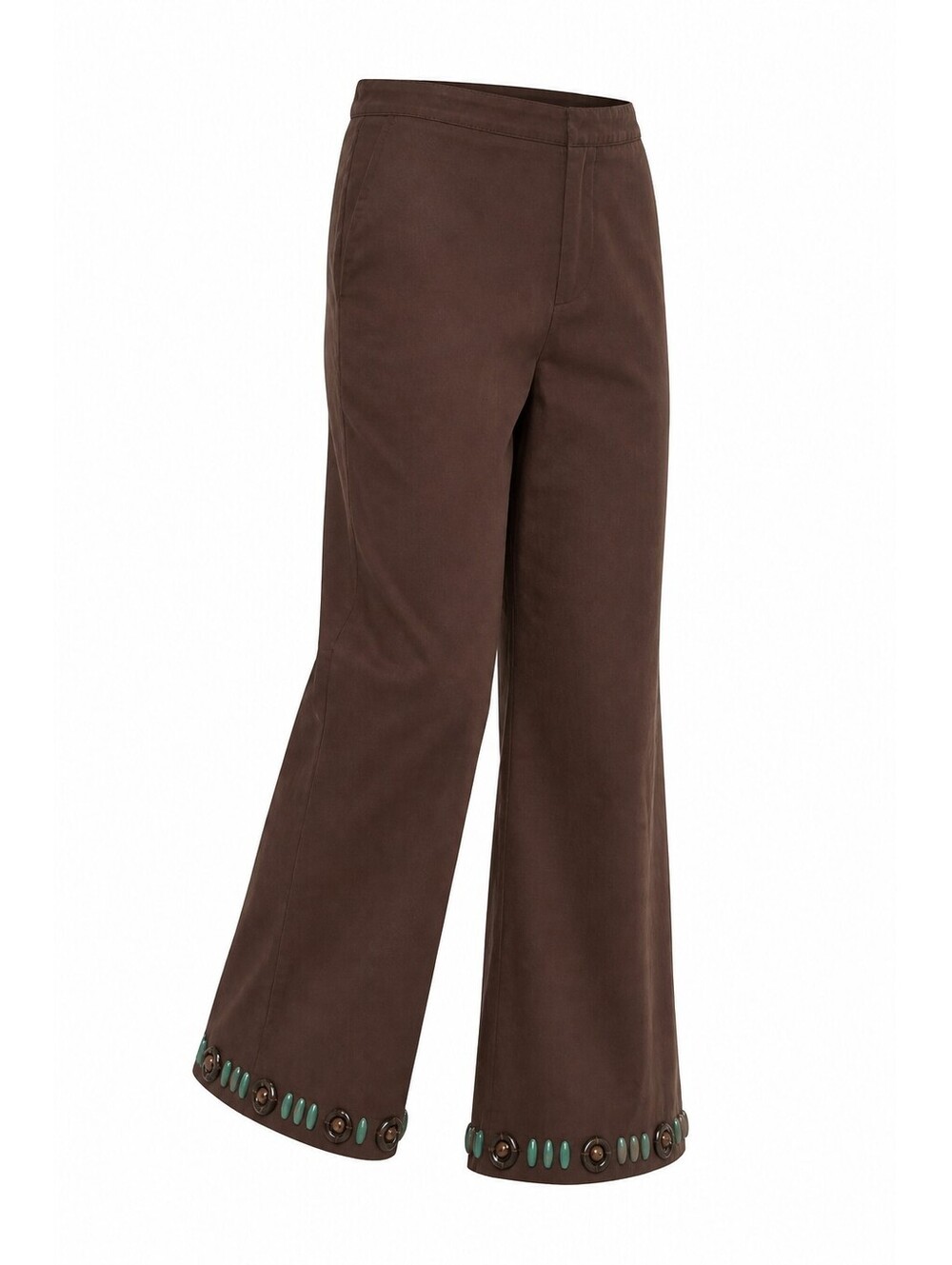Ruby Rd. Brown Wide Leg Pants with Button and Bead Detail Size 8